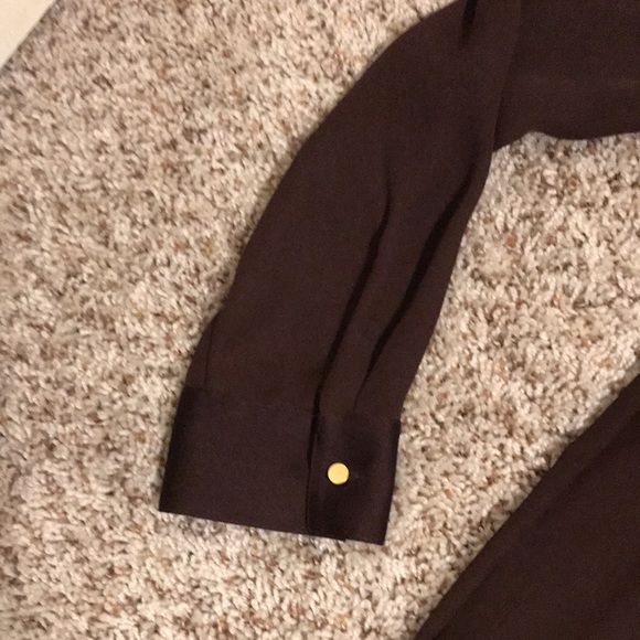 Ann Taylor Burgundy Long Sleeve Blouse - sheer - Picture 12 of 16